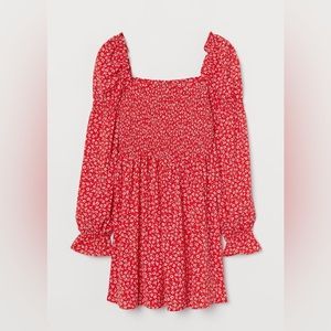 Red H&M Smocked Dress size Large